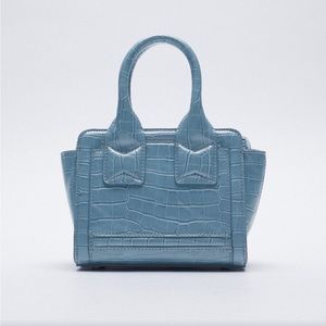 Zara animal print mini city bag blue
